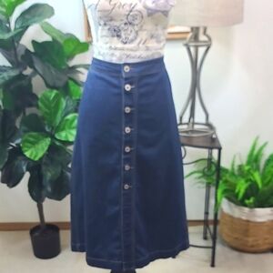 Style & CO Denim Blue Button-Down Skirt